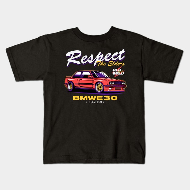 E30 Widebody Kids T-Shirt by cturs